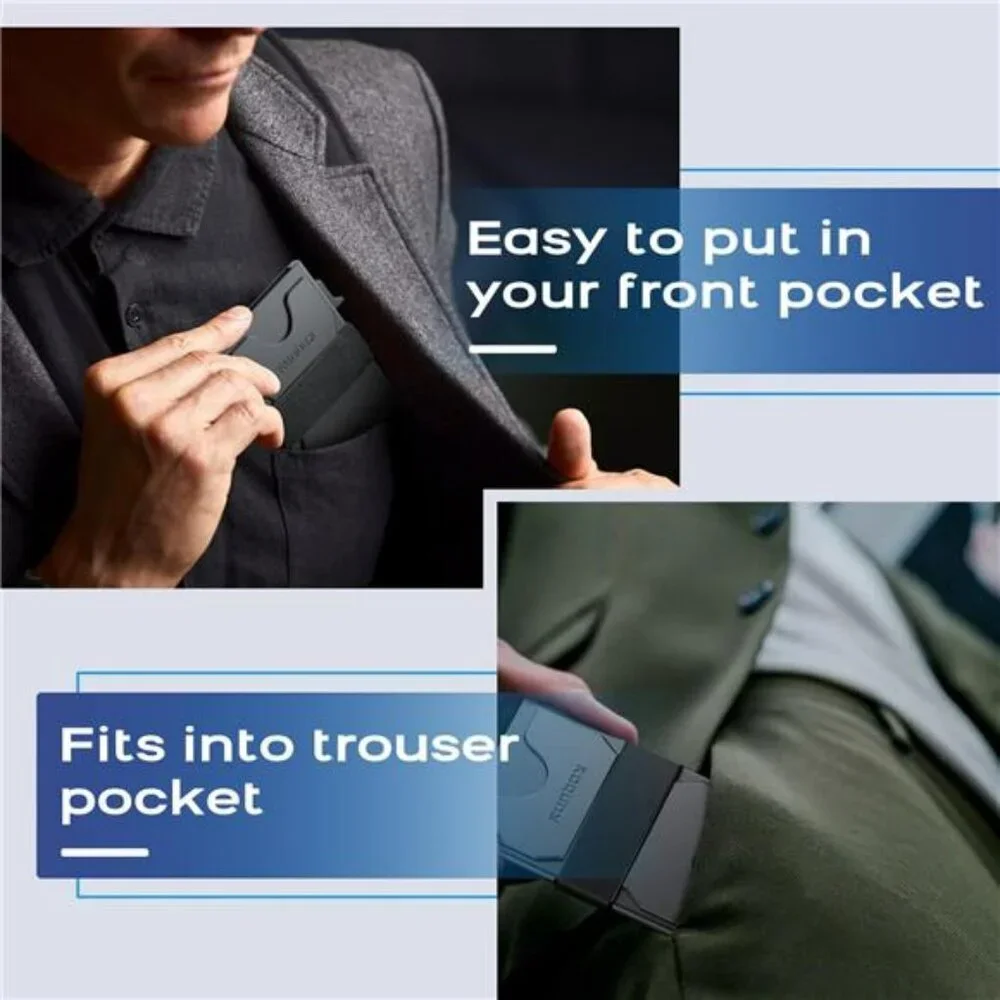 Mens Slim RFID Wallet Pop Up Card Holder Metal Minimalist Wallet Holds 12